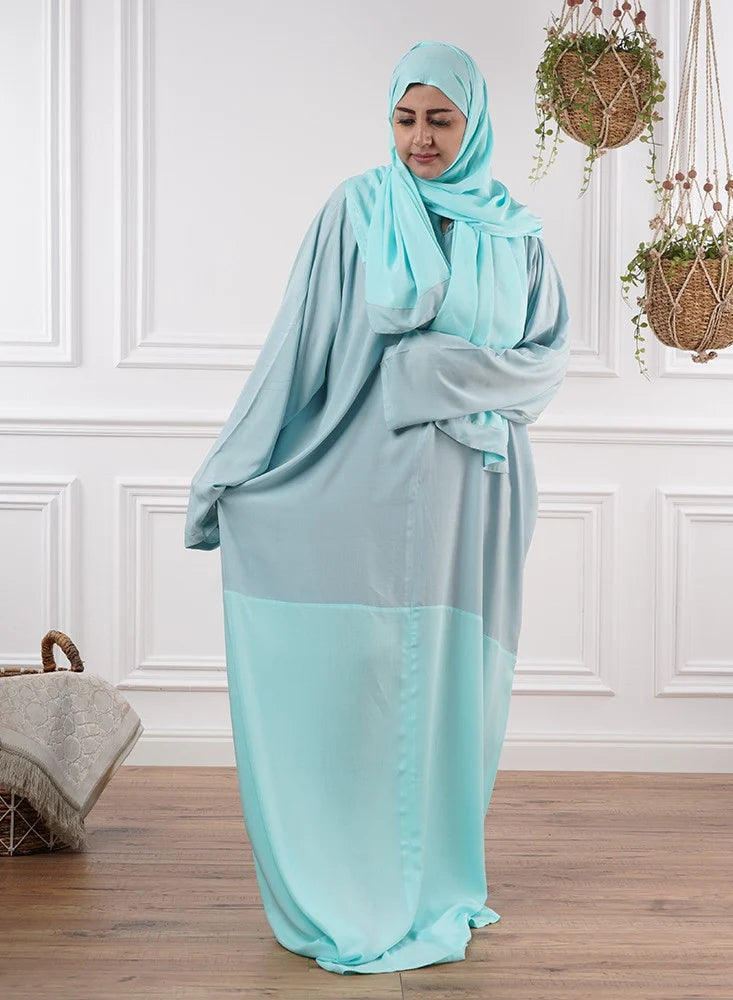 Afaq Two-Tone Prayer Garment: Tiffany and Light Blu