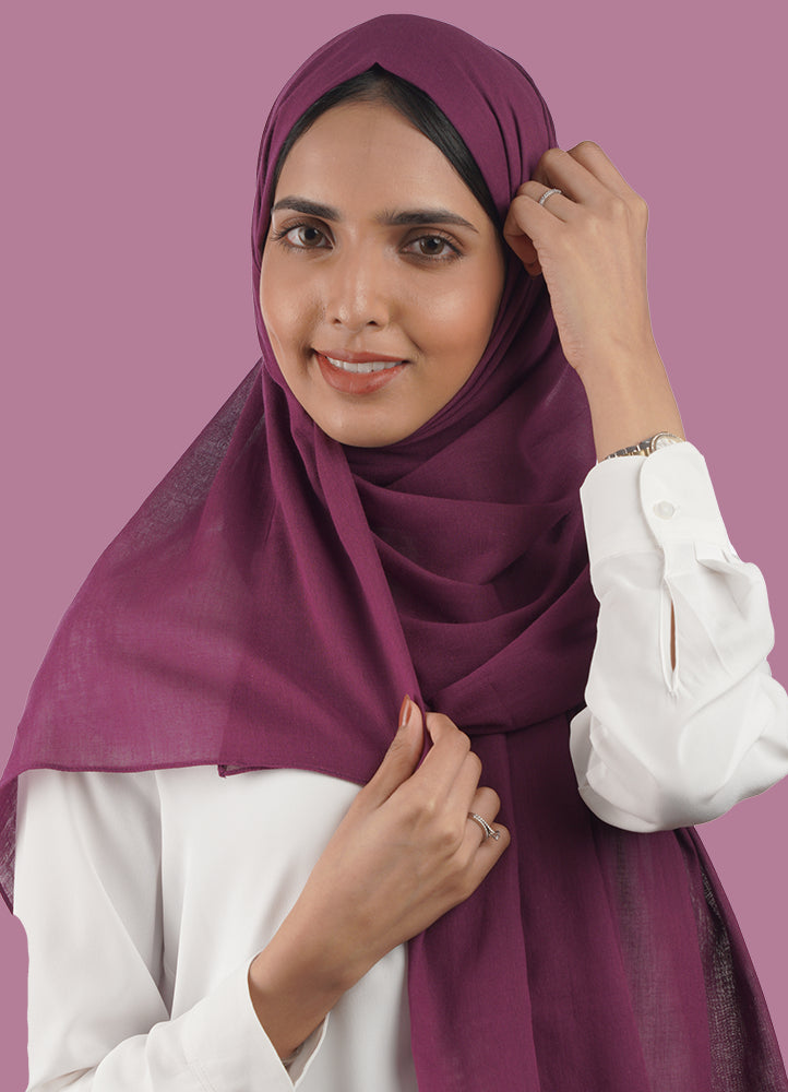 Spanish - Dark Mauve Plain Hijab/Scarf
