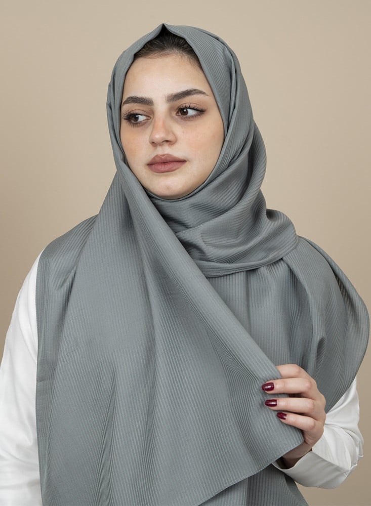 Spanish - Striped Silver Hijab/Scarf