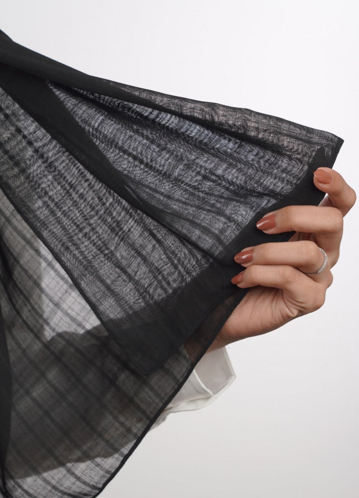 Spanish - Striped Black Hijab/Scarf