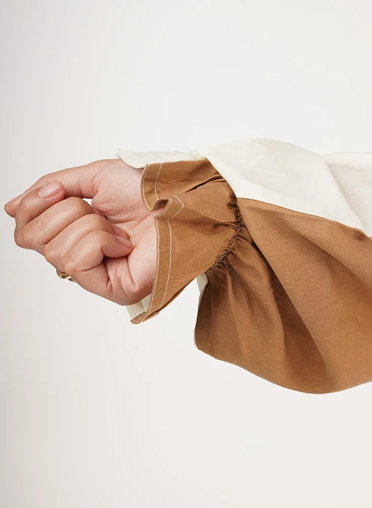 Afaq Two-Tone Prayer Garment - Brown and Beige